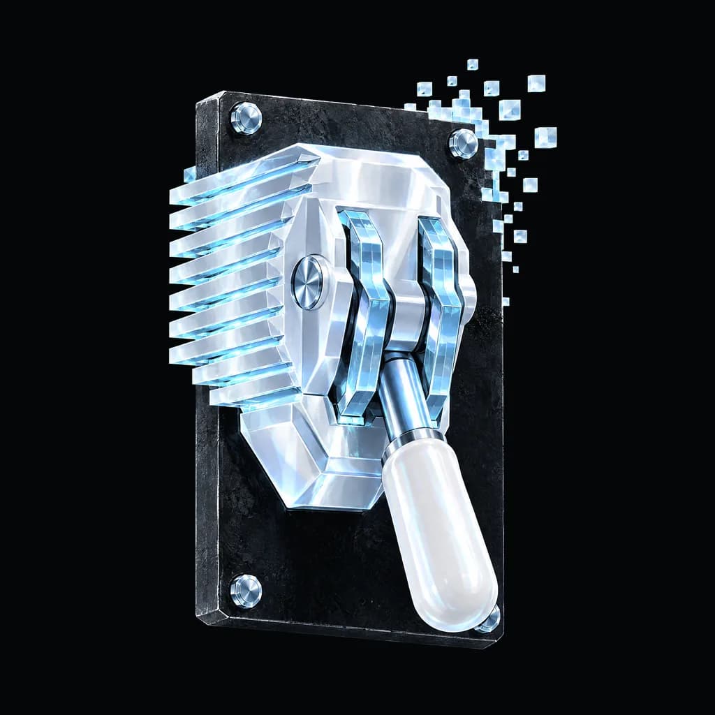Illustration: a chrome knife-switch breaker, lever down.